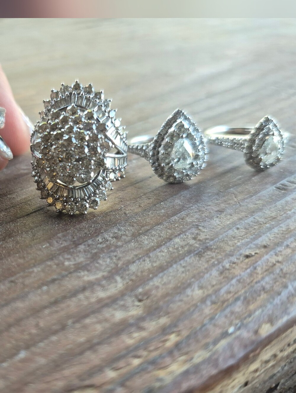 Total 6 3/4ct Natural Diamond White Gold Rings